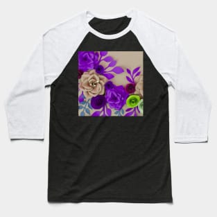 Purple Flowers Art Baseball T-Shirt